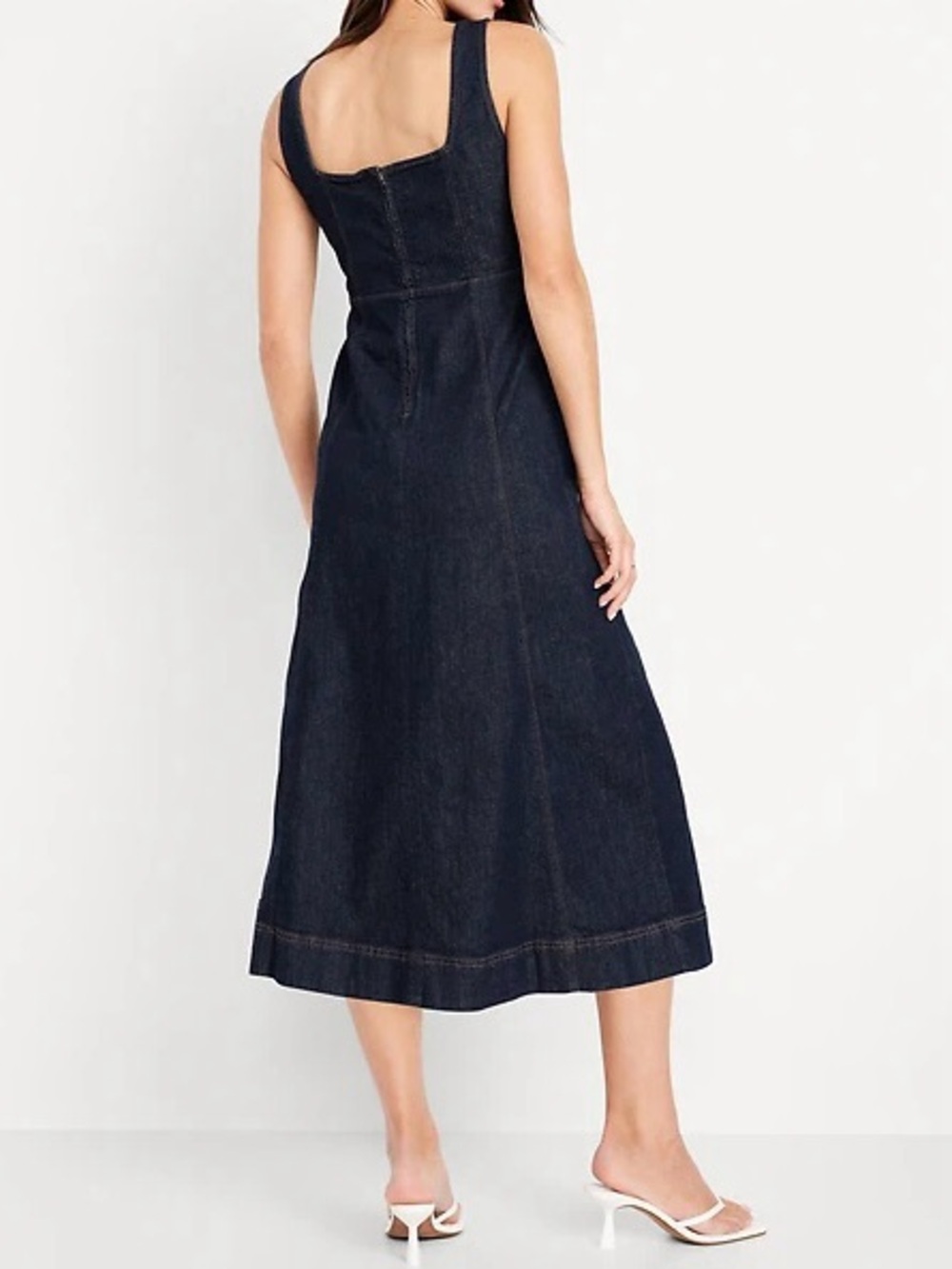 Old Navy Denim Empire Waist Midi Dress - Sleeveless Square Neck
